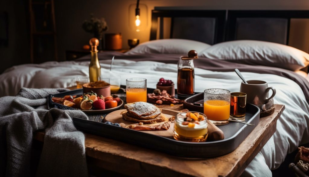 A cozy indoor retreat with modern indulgences generated by artificial intelligence